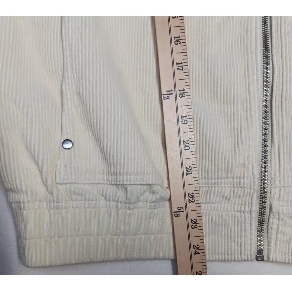 BDG Urban Outfitters Cream Corduroy‎ Hooded Crop Jacket Size Small